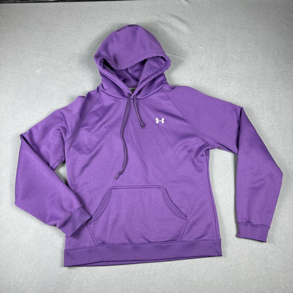 Under Armour Hoodie Womens M Purple Fleece Lined Pullover Sweatshirt UA Logo